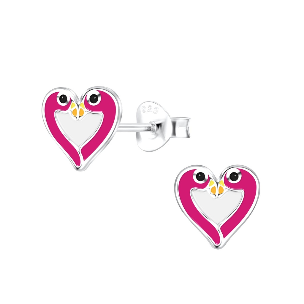 Silver Flamingo Stud Earrings