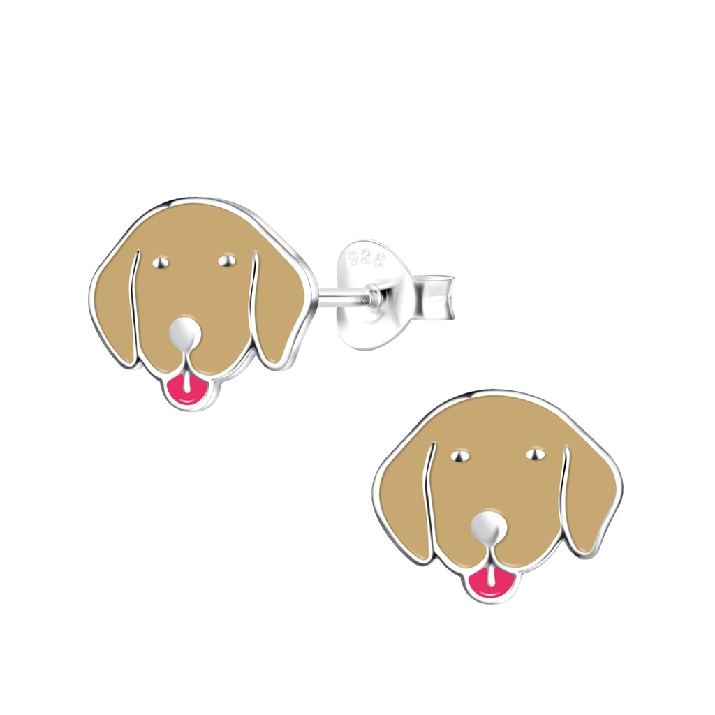 Silver Dog Stud Earrings