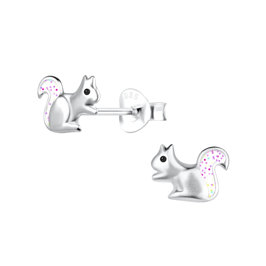 Silver Squirrel Stud Earrings