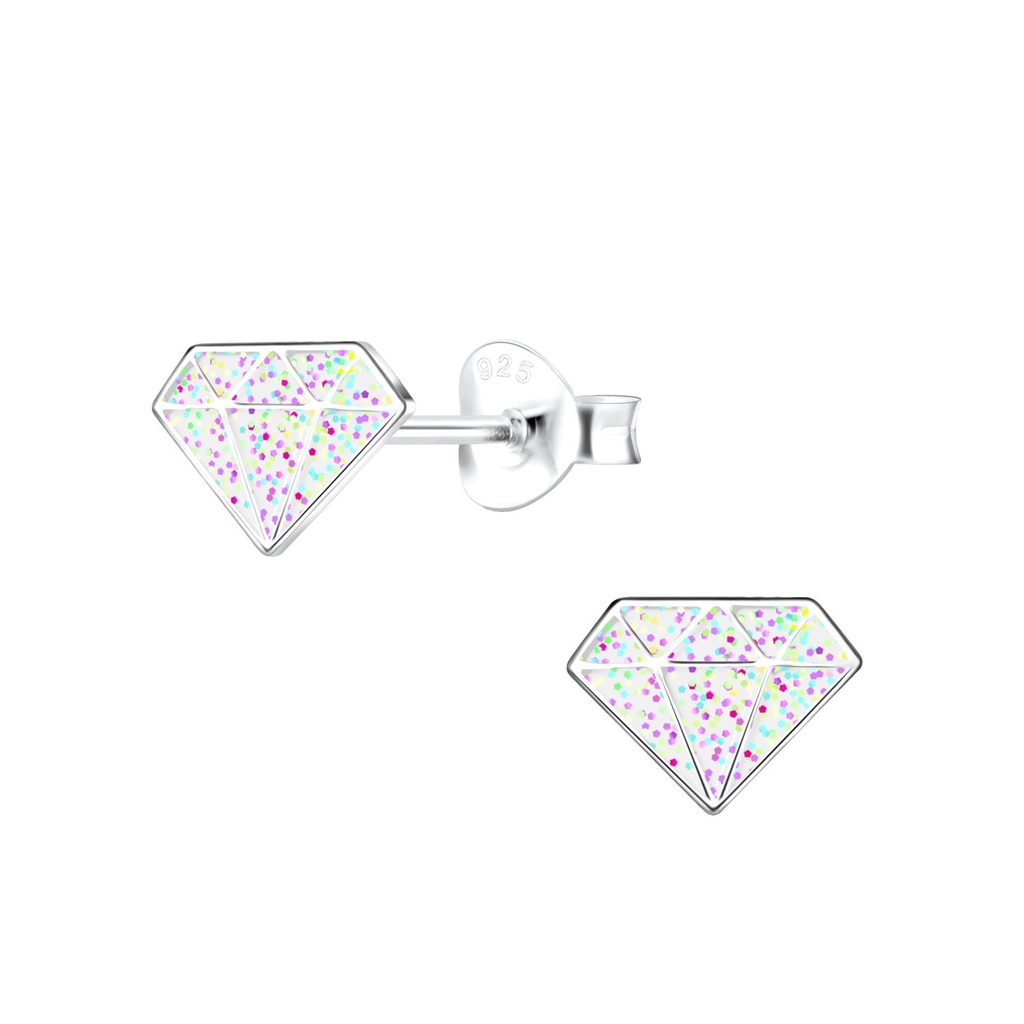 Puces d'oreilles en argent diamant