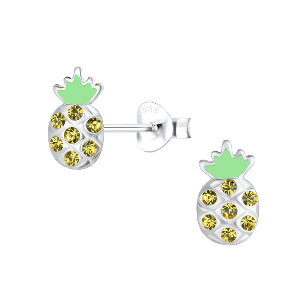 Puces d'oreilles ananas en argent