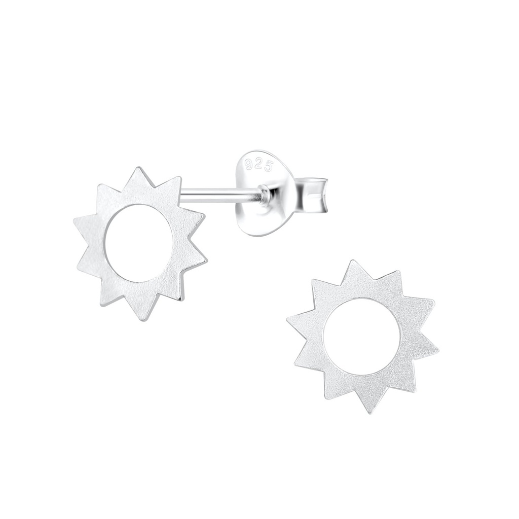 Silver Sun Stud Earrings