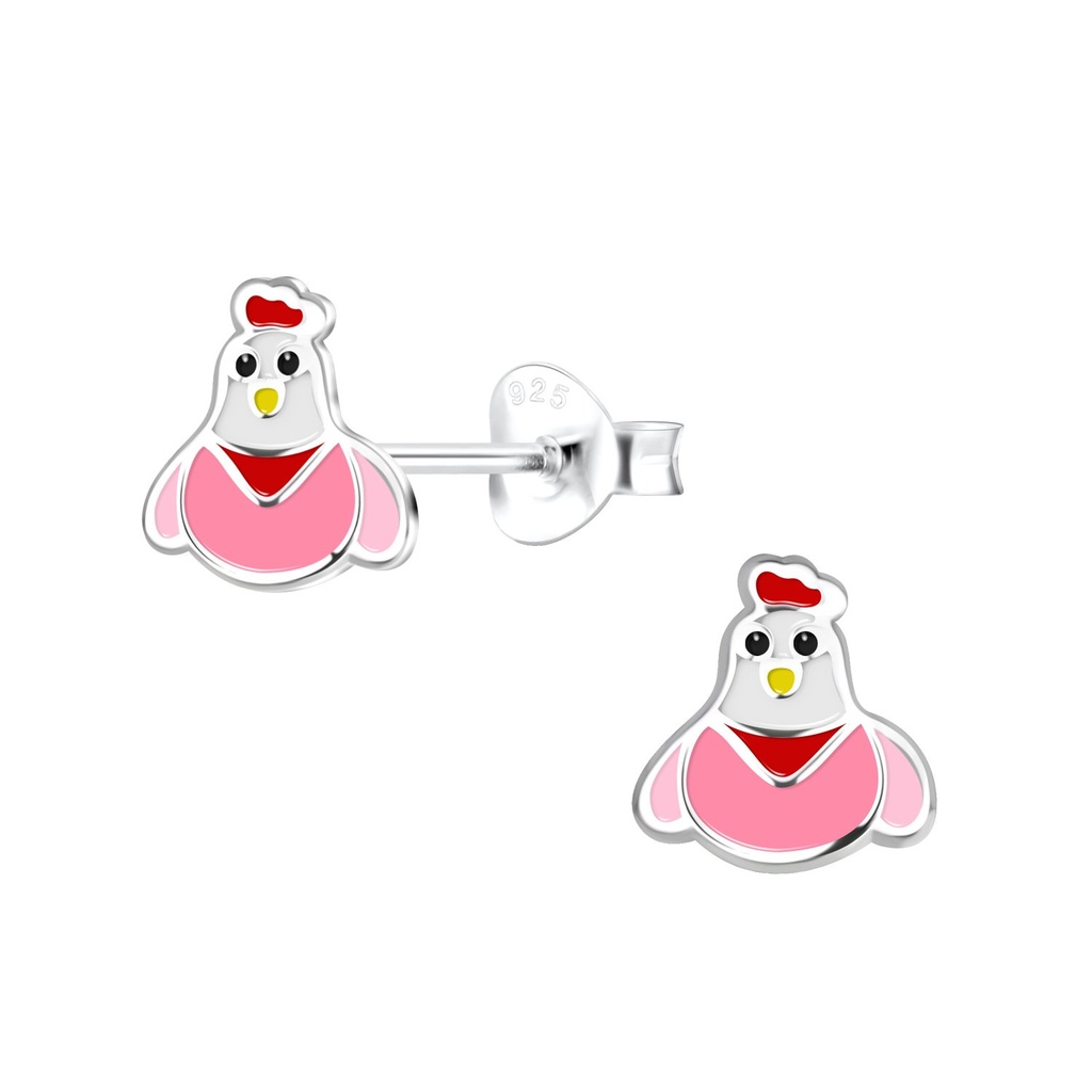 Puces d'oreilles poulet en argent