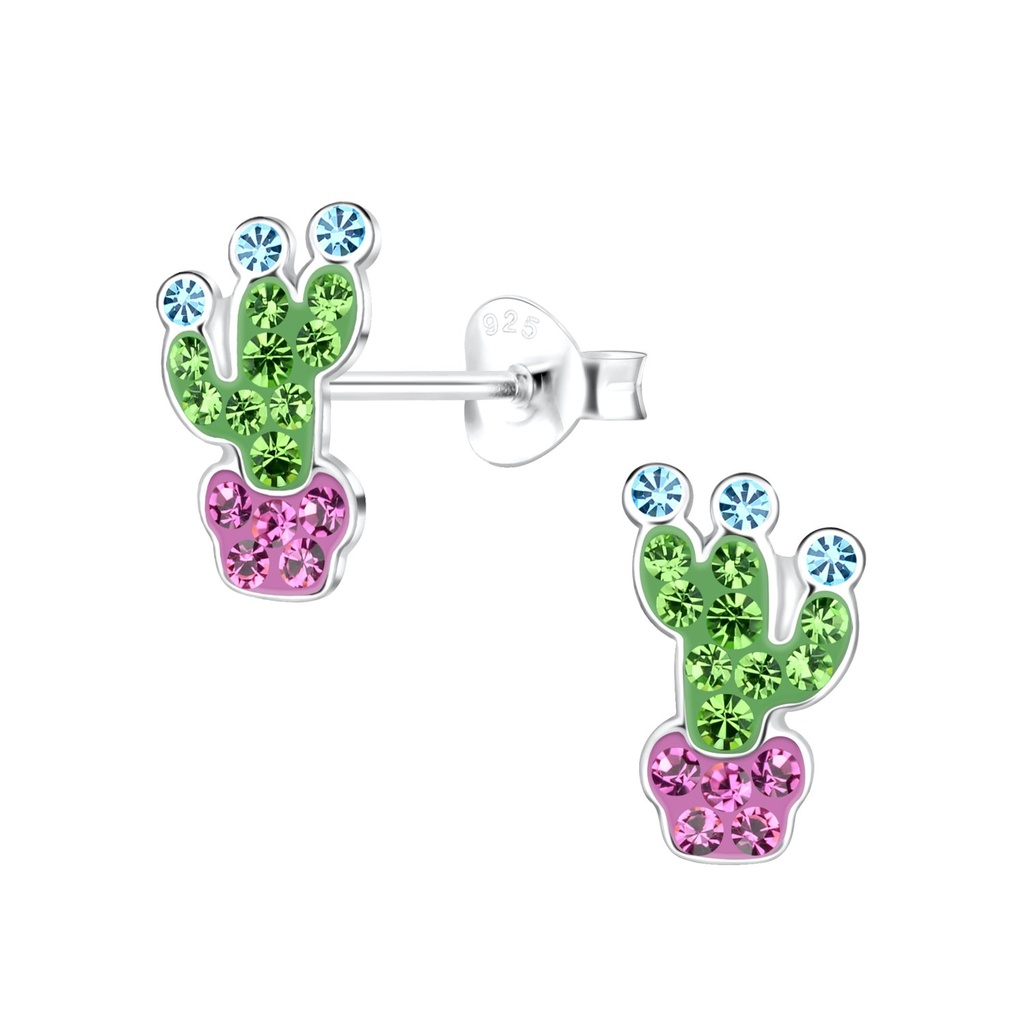 [10022952] Silver Cactus Stud Earrings