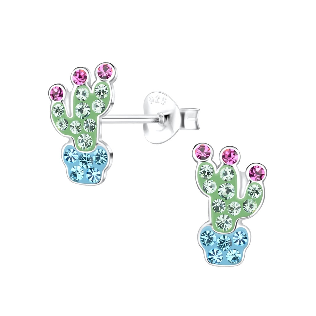 Silver Cactus Stud Earrings