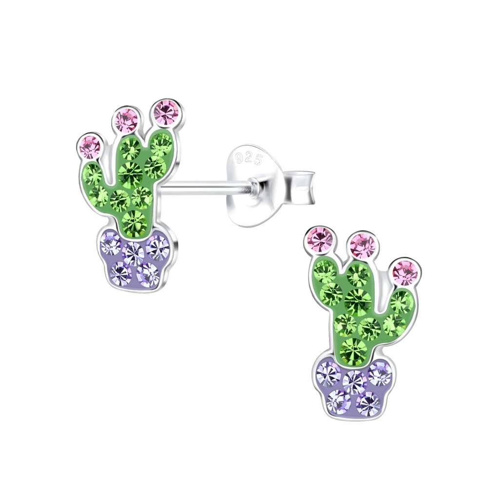 Puces d'oreilles cactus en argent