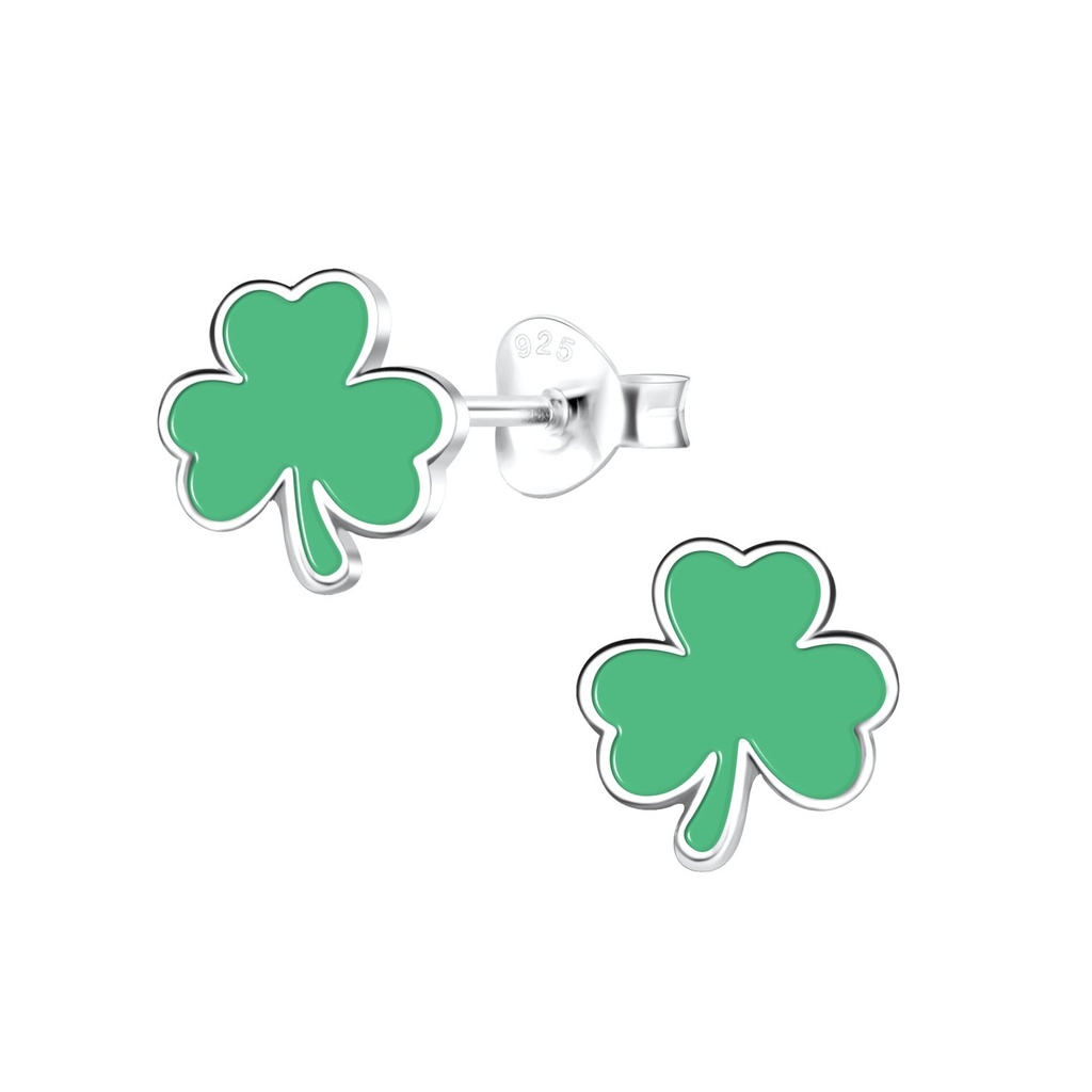 Puces d'oreilles trèfle irlandais en argent