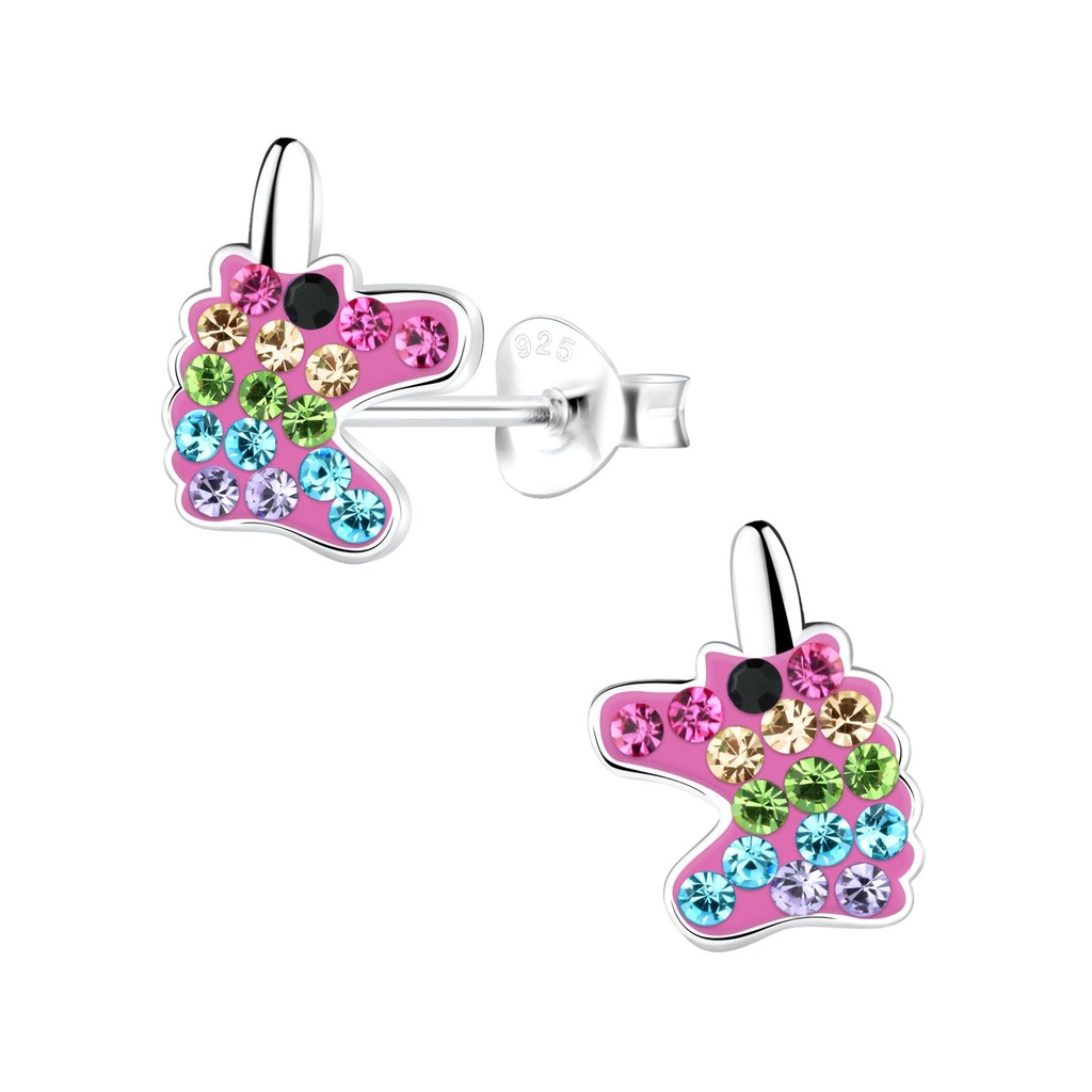 Silver Unicorn Stud Earrings