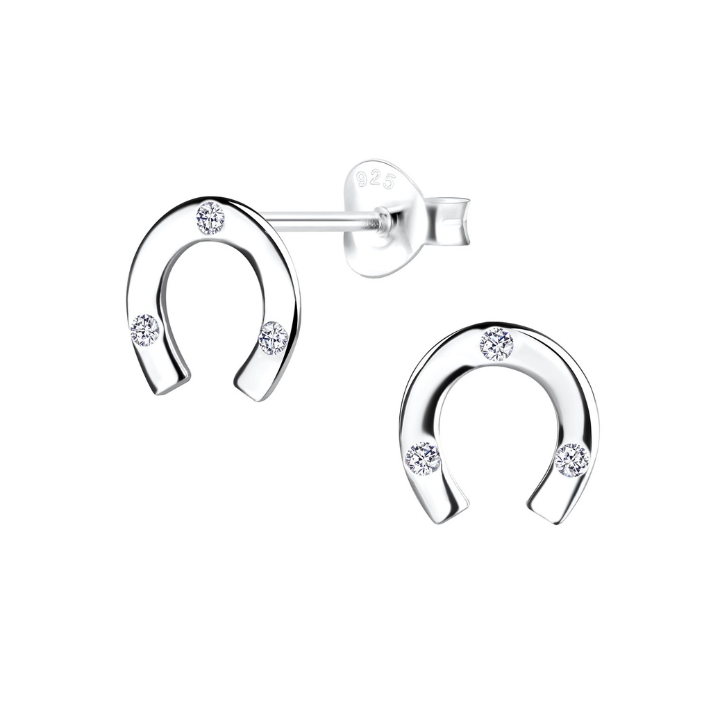 Puces d'oreilles fer à cheval en argent