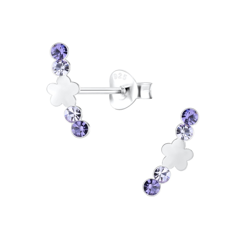 Puces d'oreilles fleur en argent