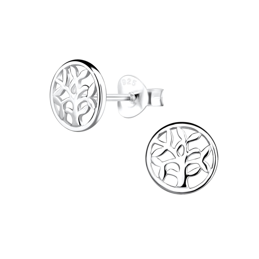 Silver Tree of Life Stud Earrings