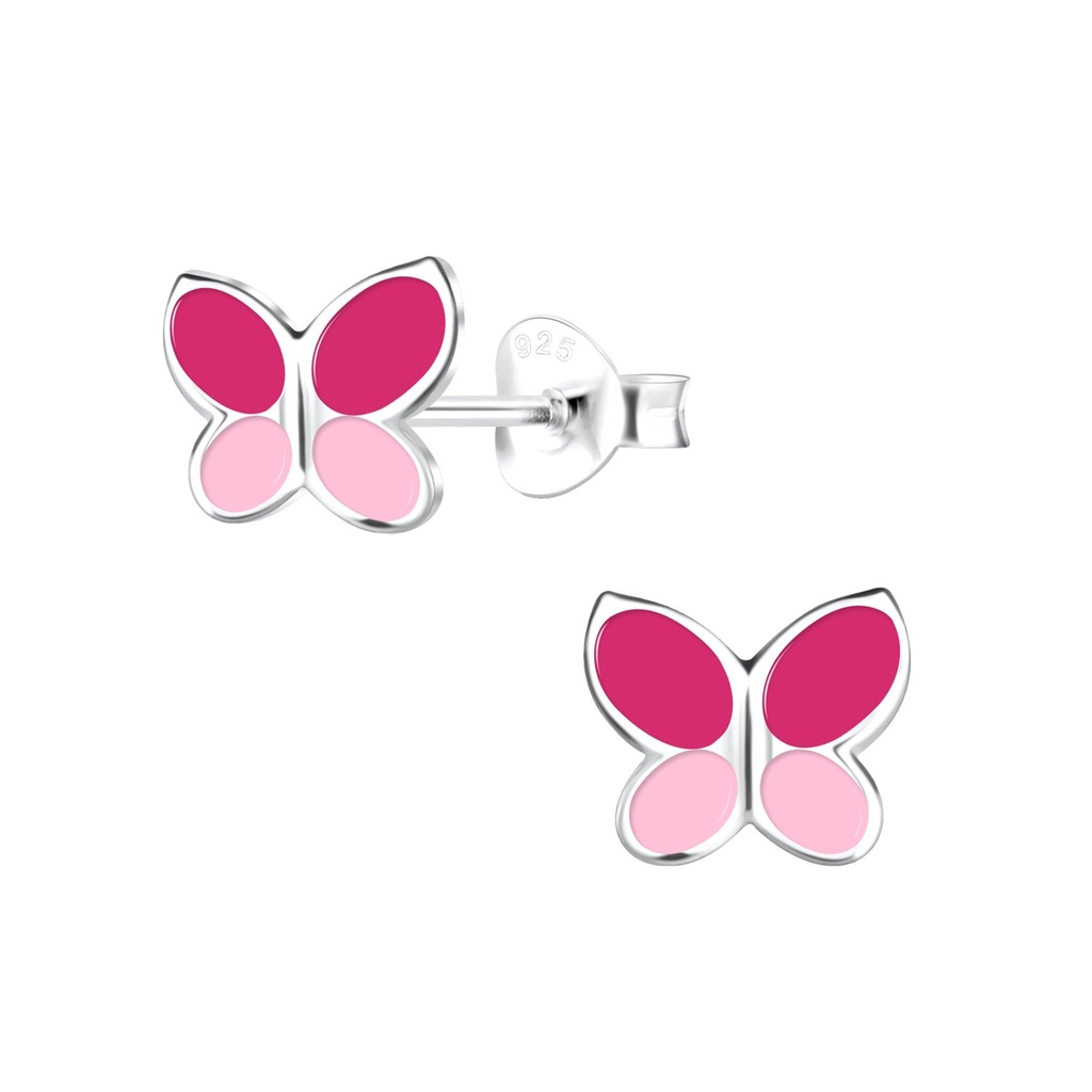 Puces d'oreilles papillon en argent