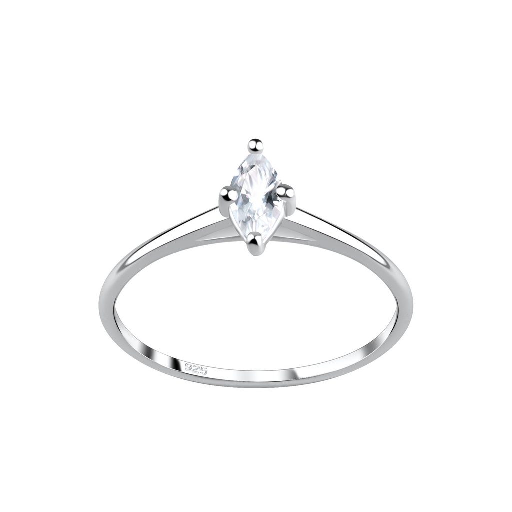 [10023111] Bague en argent zircon marquise 3X6 mm (EU 52 / US 6)