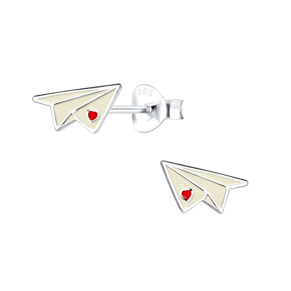 Silver Paper Plane Stud Earrings