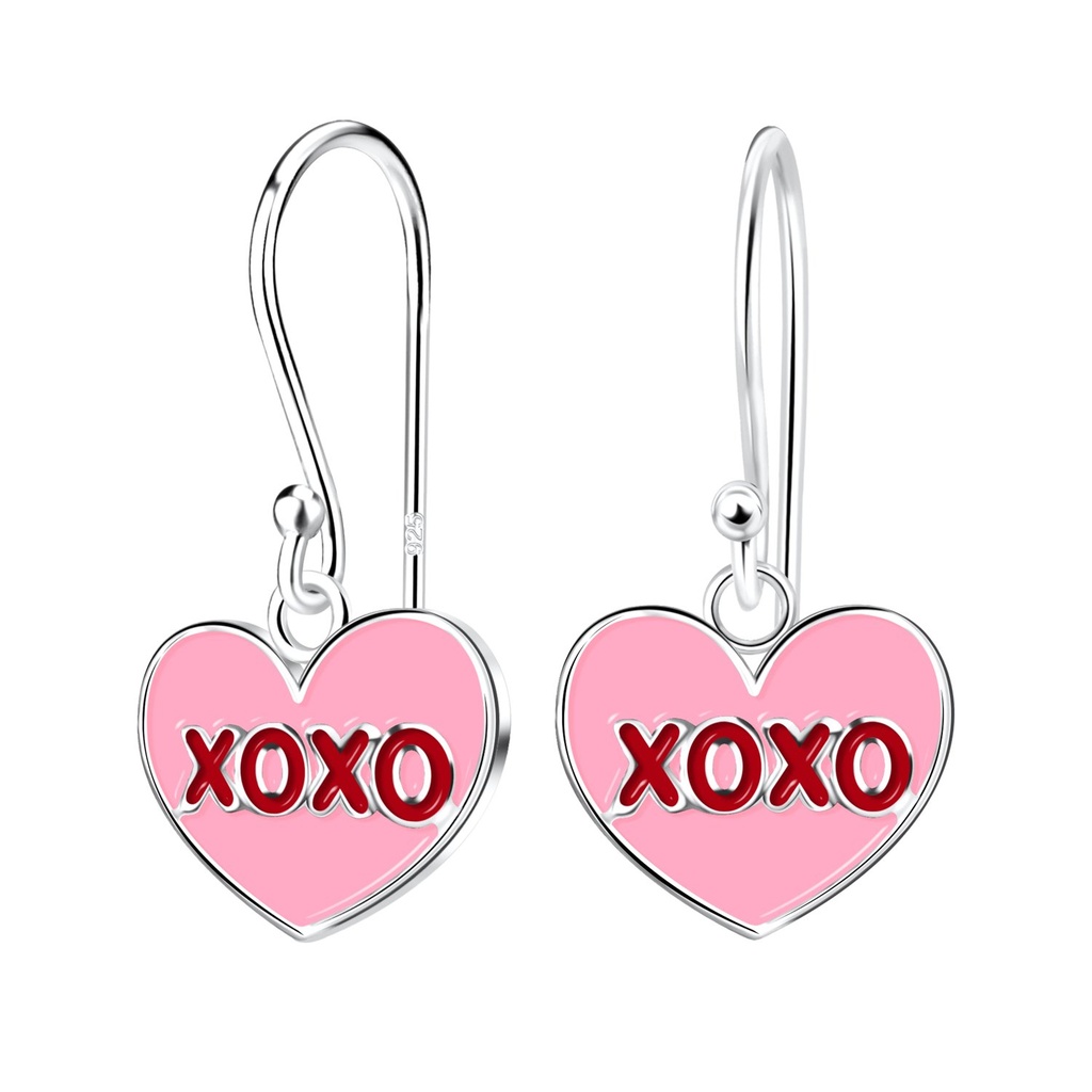 Boucles d'oreilles cœur XOXO en argent