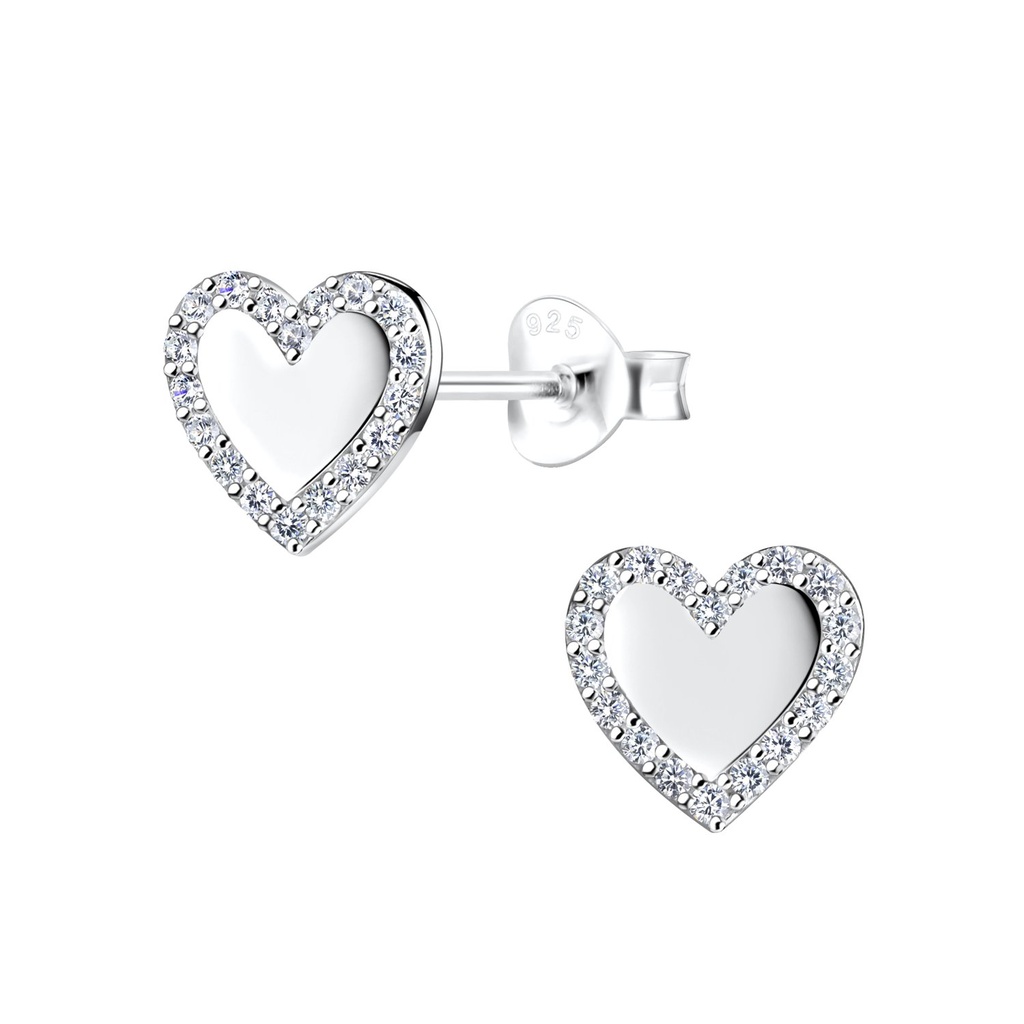 Silver Heart Stud Earrings
