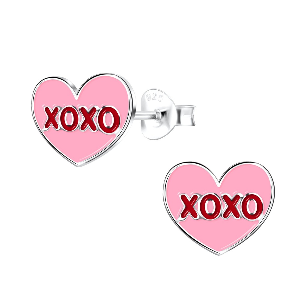 Silver XOXO Heart Stud Earrings