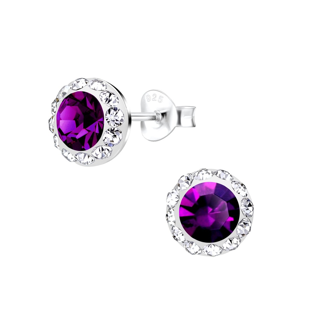 [10022723] Silver Round Stud Earrings