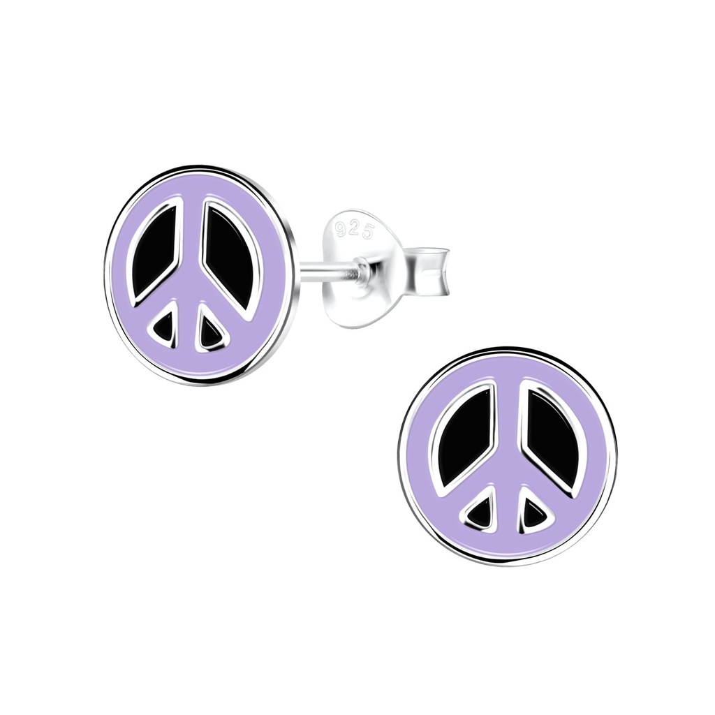Silver Peace Sign Stud Earrings