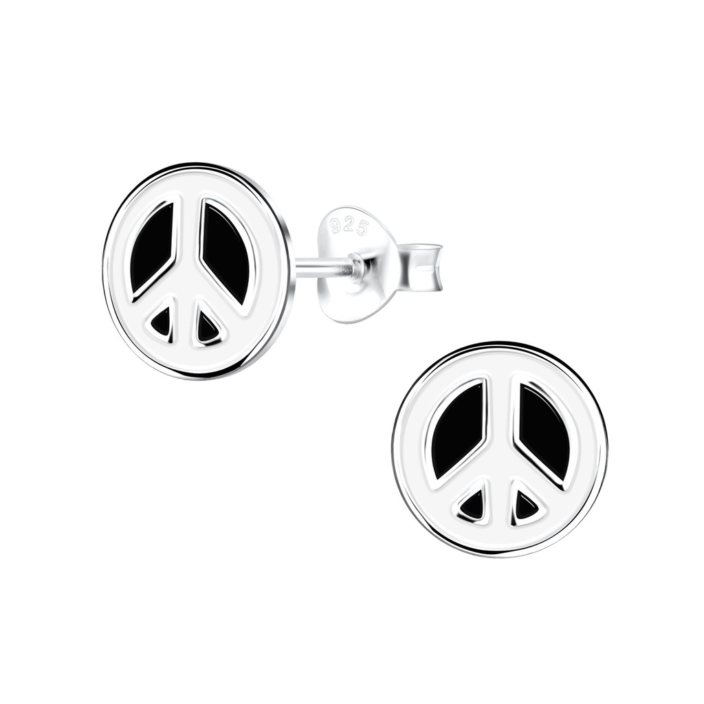 Puces d'oreilles signe de paix en argent