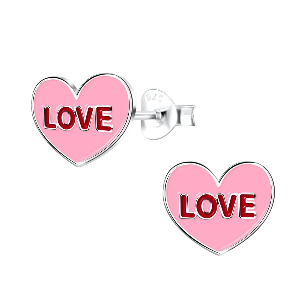 [10021198] Silver Love Heart Stud Earrings