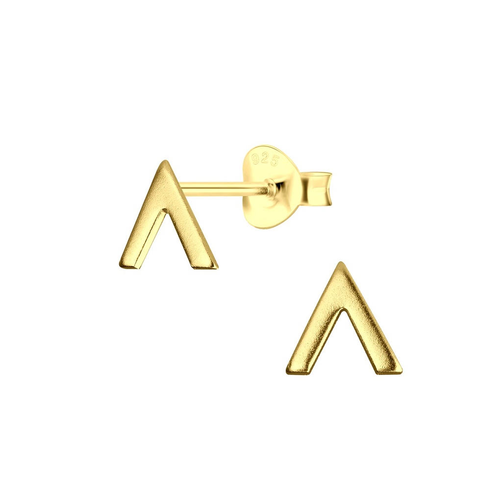 Silver V Shaped Stud Earrings