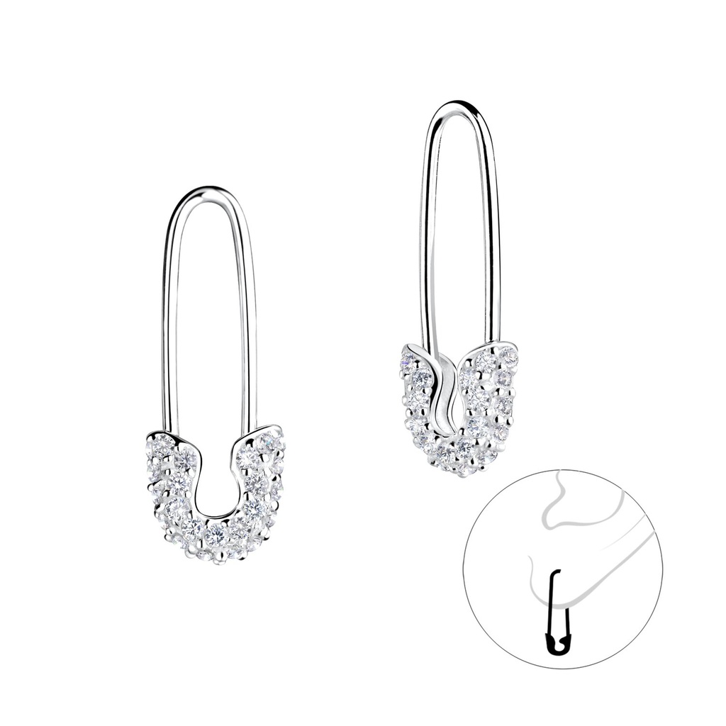 Créoles épingle de sûreté en argent