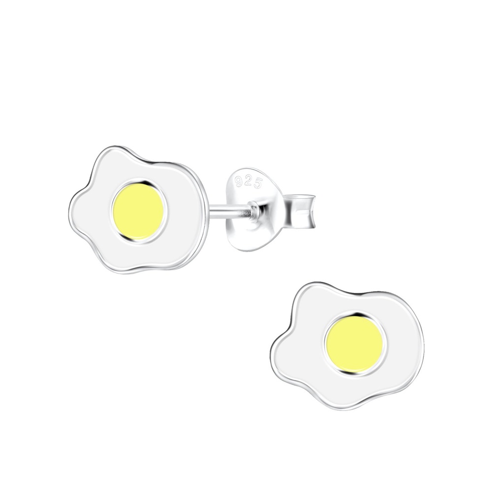 Silver Fried Egg Stud Earrings
