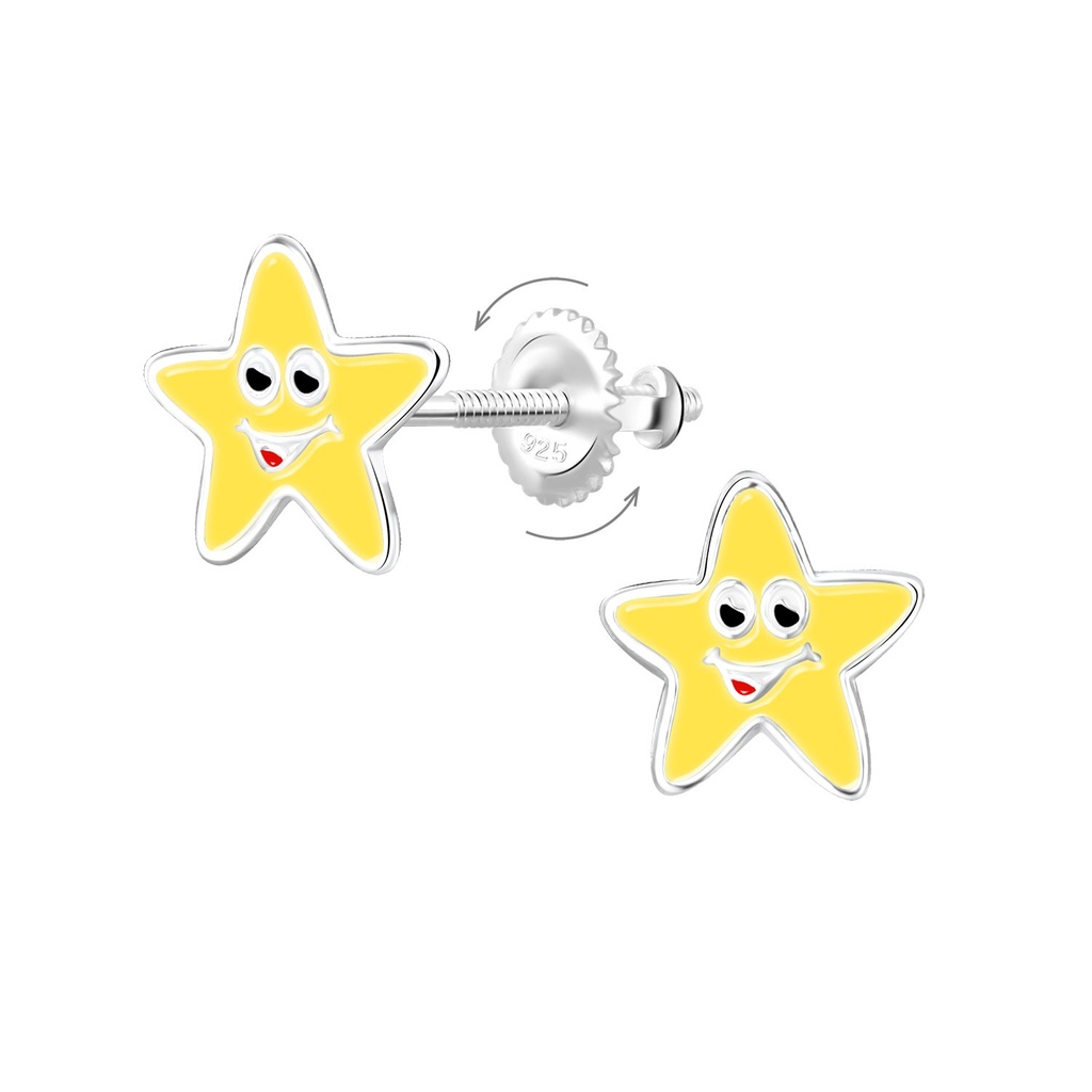 [10019074] Silver Star Screw Back Earrings