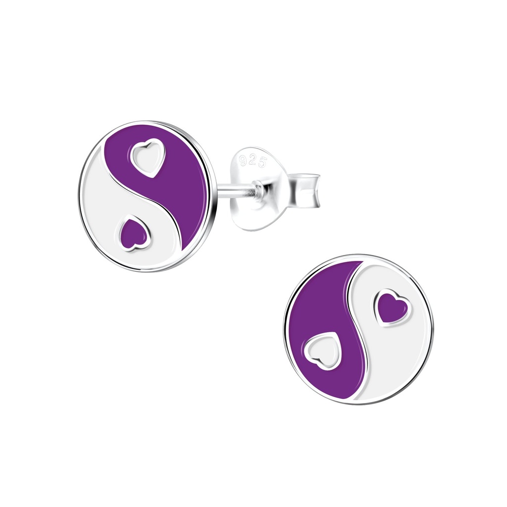 Silver Yin Yang Stud Earrings
