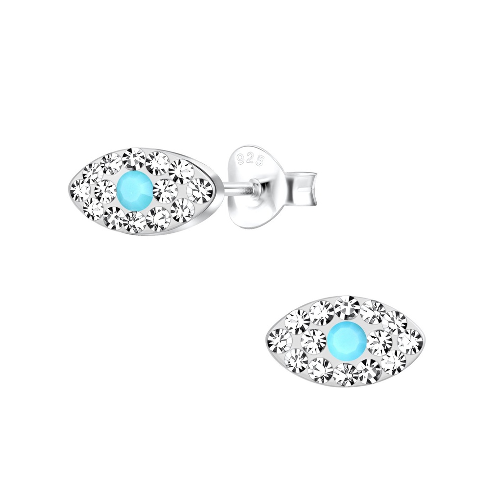 Silver Evil Eye Stud Earrings