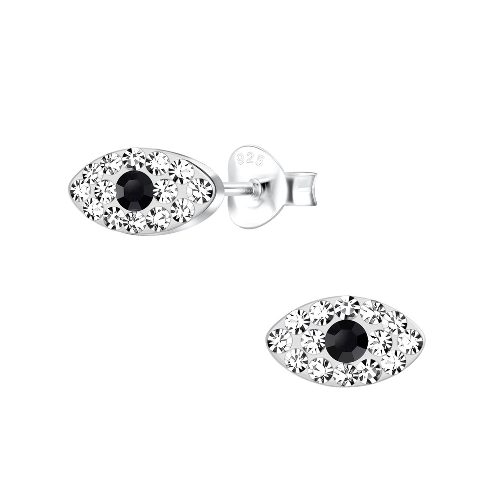 Silver Evil Eye Stud Earrings