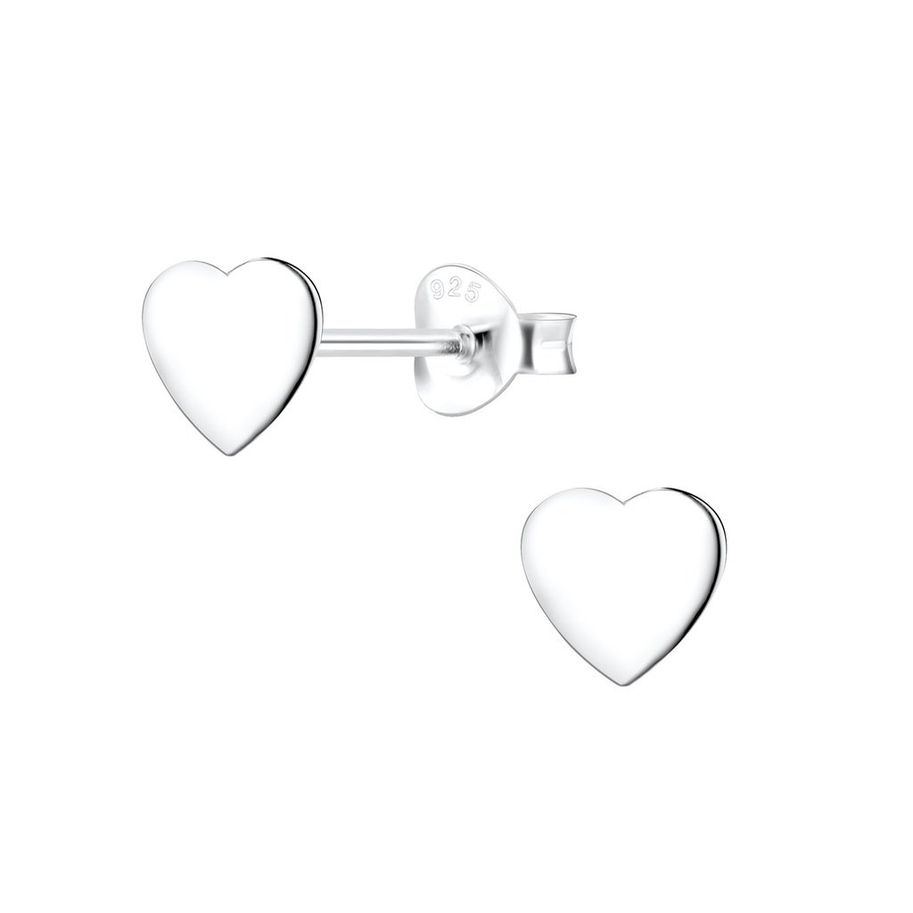 Silver Heart Stud Earrings