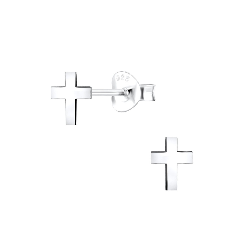 Puces d'oreilles croix en argent