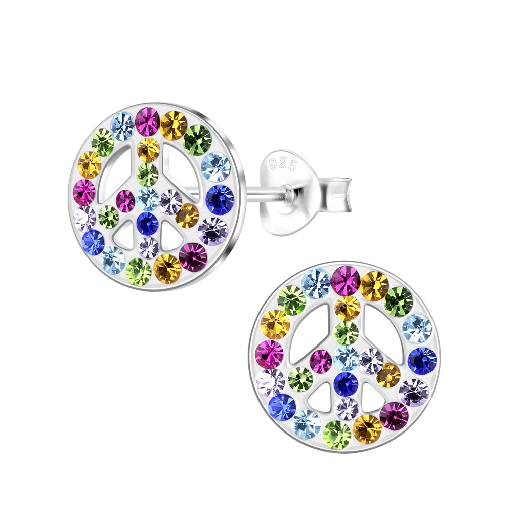 Puces d'oreilles signe de paix en argent