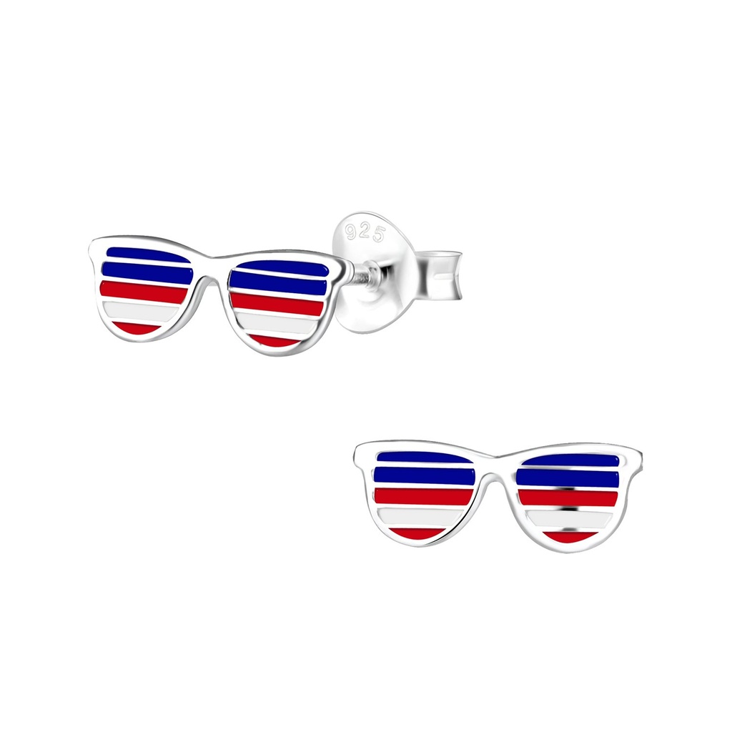 Puces d'oreilles lunettes de soleil en argent