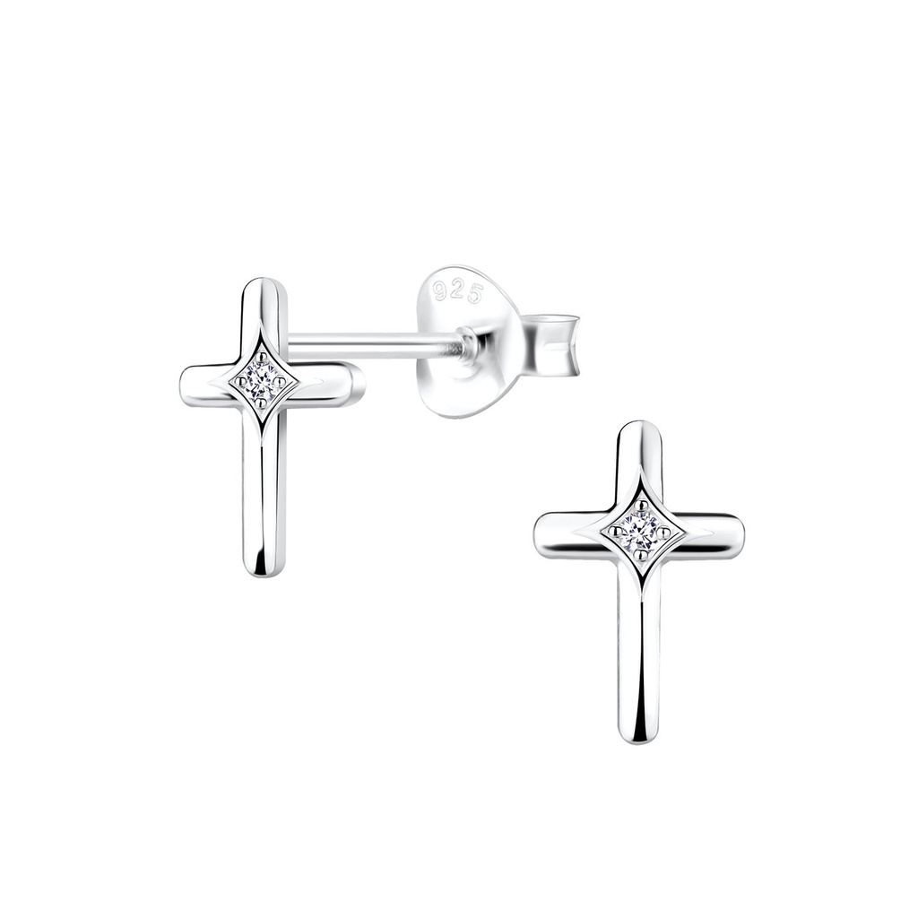 Silver Cross Stud Earrings