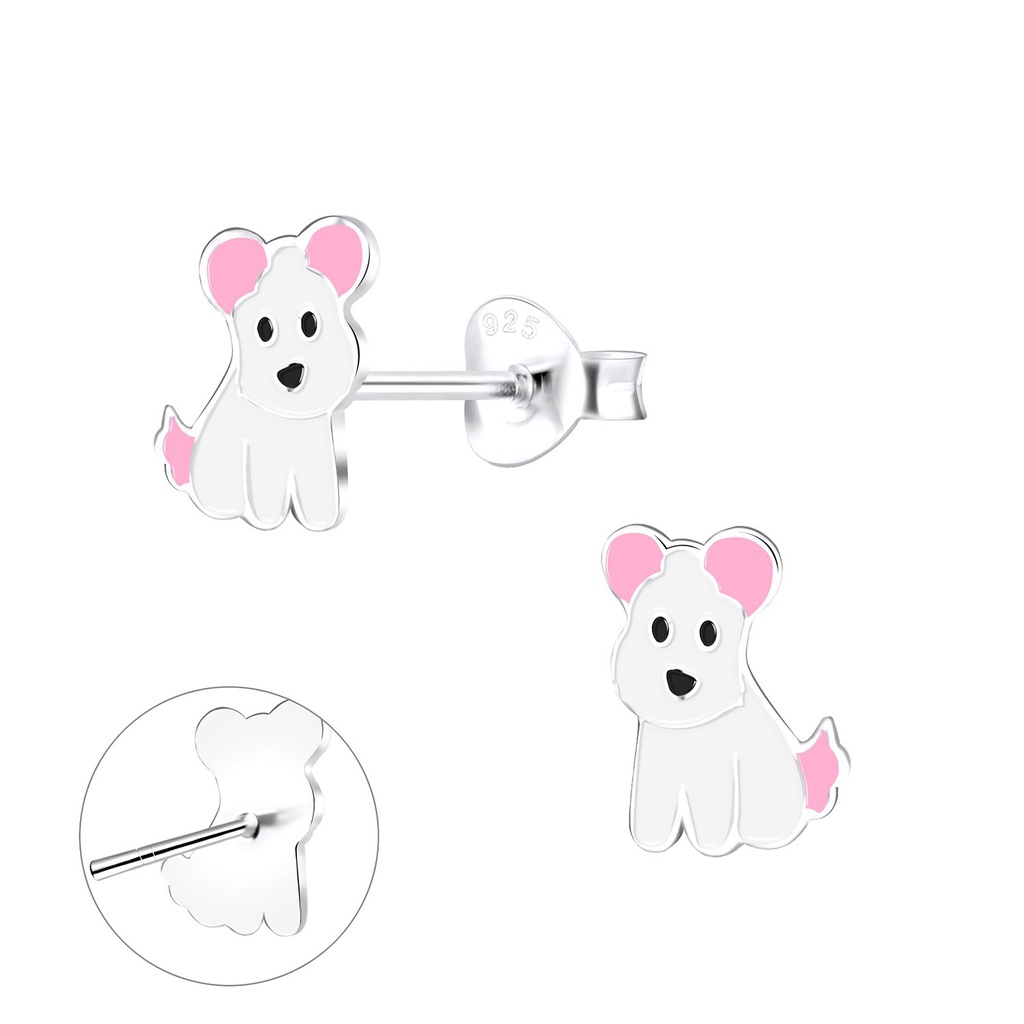 Silver Dog Stud Earrings