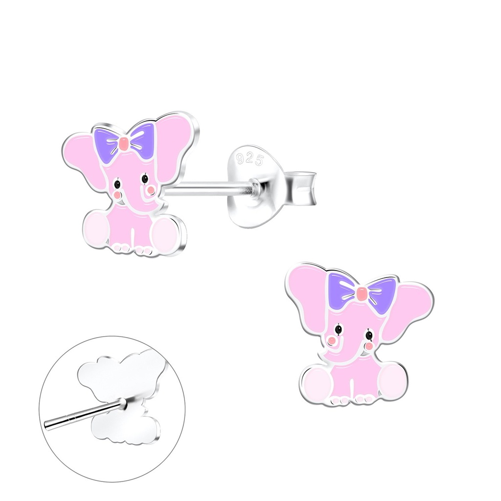 Silver Elephant Stud Earrings