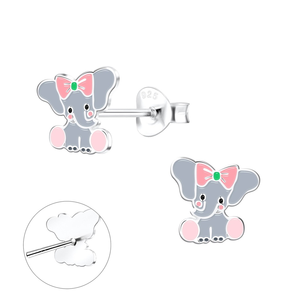 Silver Elephant Stud Earrings