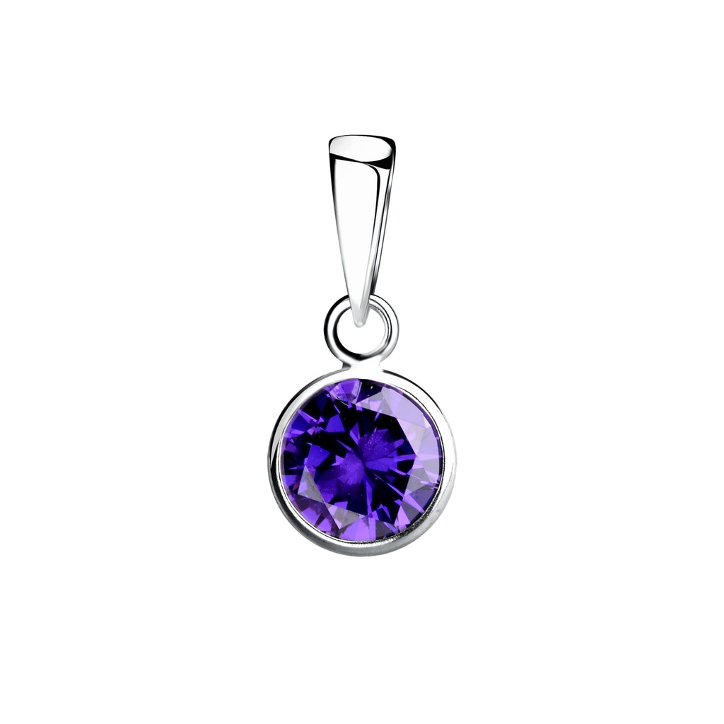 [10013211] Pendentif en argent zircon rond 7 mm