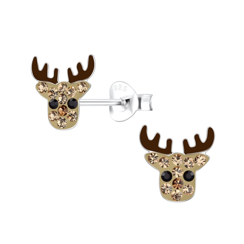 Silver Reindeer Stud Earrings