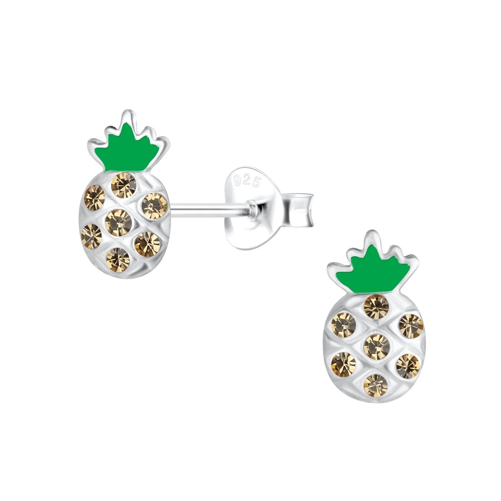 Puces d'oreilles ananas en argent