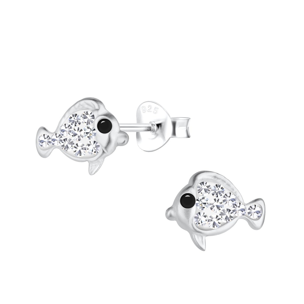 Silver Fish Stud Earrings