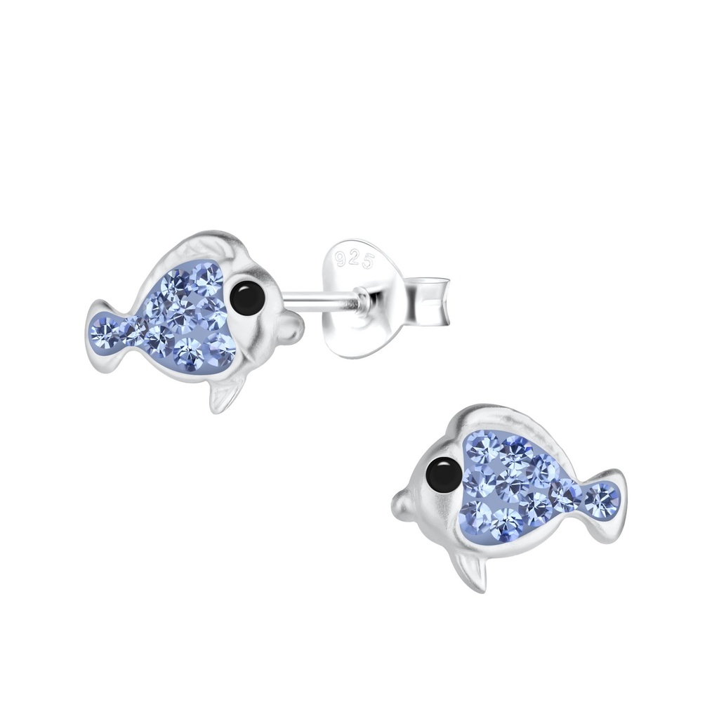 Silver Fish Stud Earrings