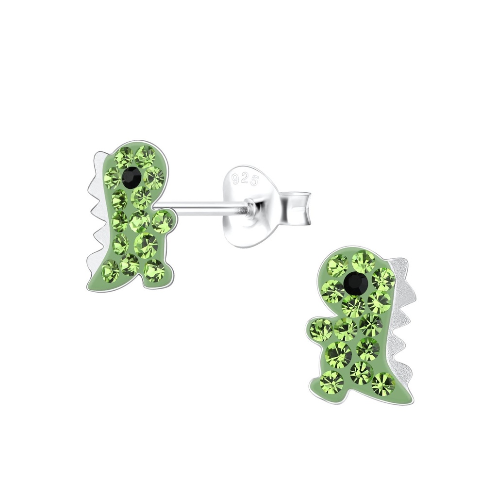 Silver Dinosaur Stud Earrings