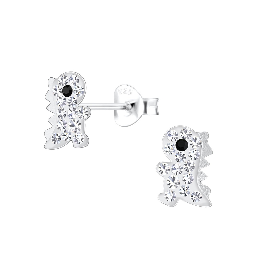 Silver Dinosaur Stud Earrings
