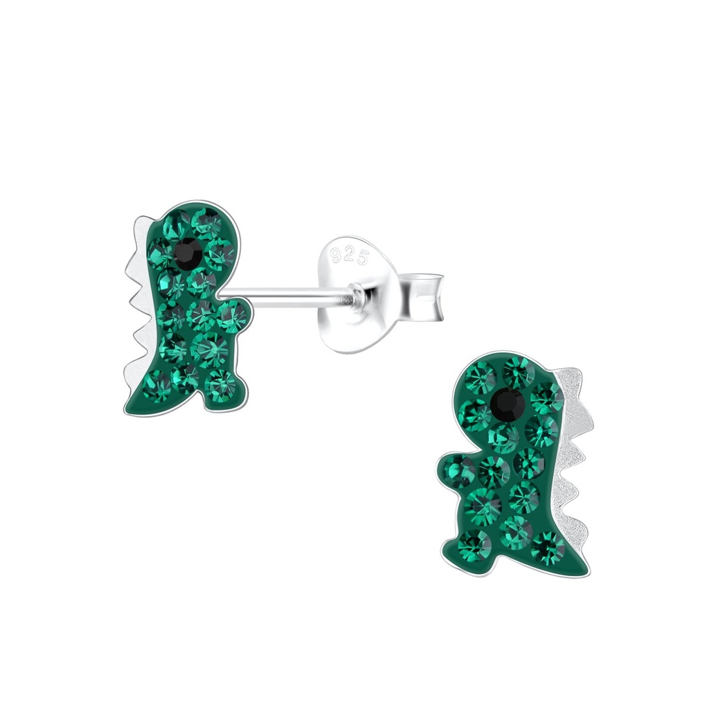 Silver Dinosaur Stud Earrings