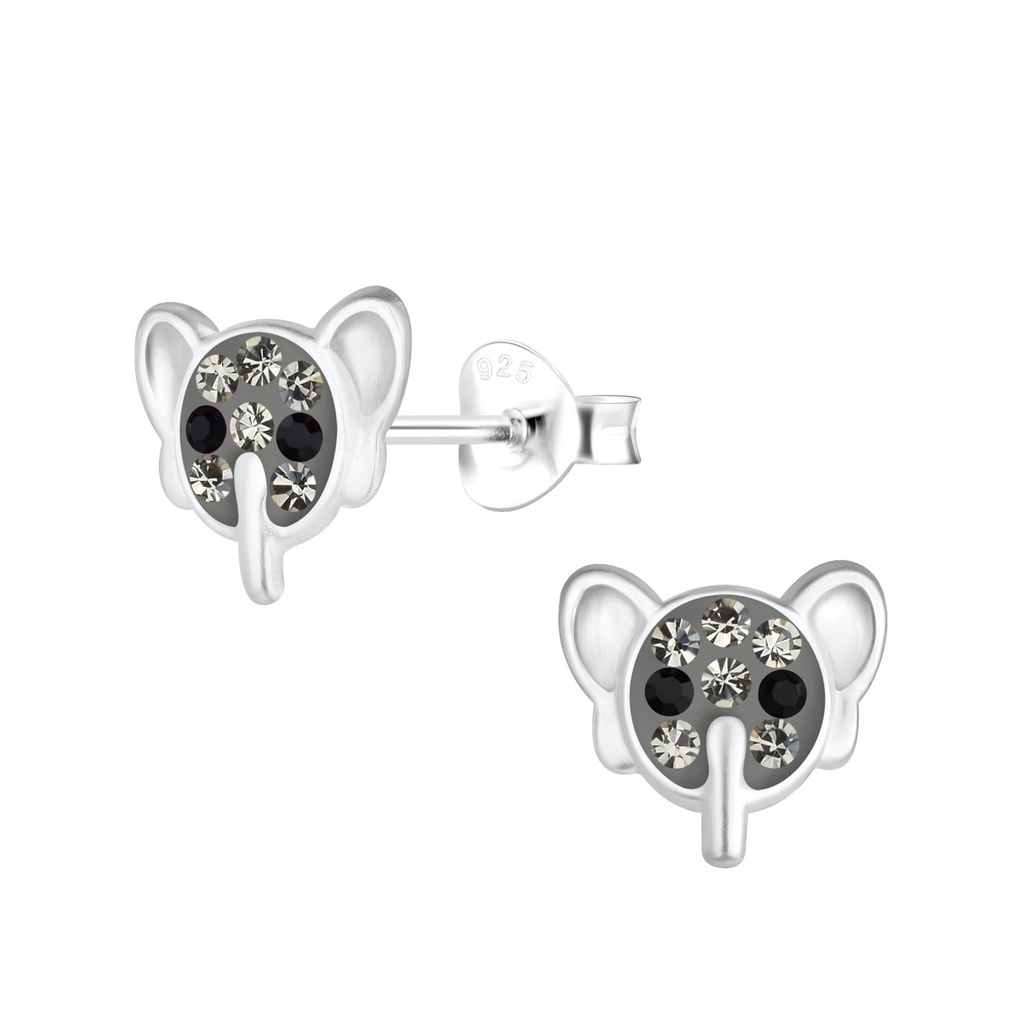 Silver Elephant Stud Earrings