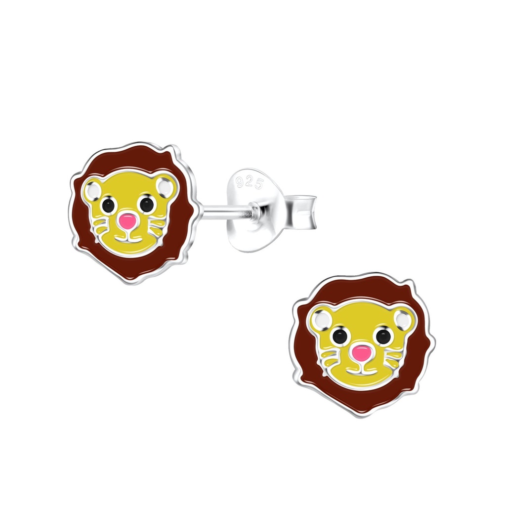 Puces d'oreilles lion en argent